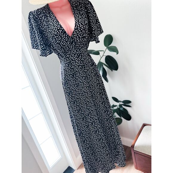 Among Daisies + Moonbeams Fluttery Plunge Wrap Maxi Dress of Storybook Dreams - Picture 2 of 7